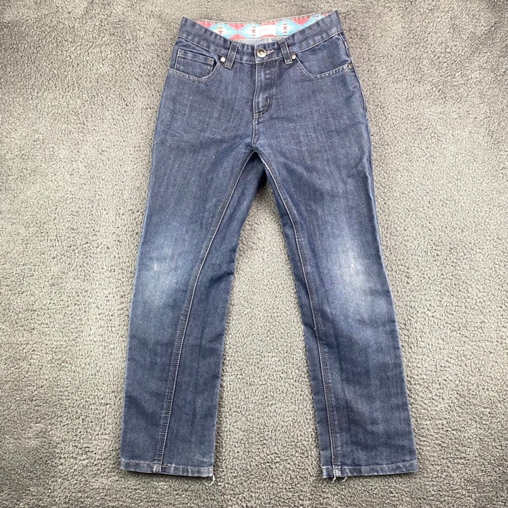 Copper Denim Jeans Girls Size 12‎ Blue Embellished Pockets Aztec Waistband